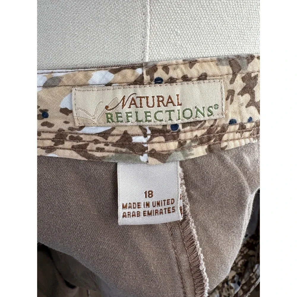 Natural Reflections‎ Utility Shorts Brown Drawstring 100% Cotton 18 - Picture 5 of 6